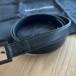 Saint Laurent YSL CASSANDRE THIN BELT WITH SQUARE BUCKLE IN SMOOTH LEATHER